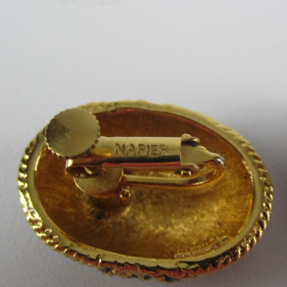 Napier Black and Gold Striped Earrings - Picture 13 of 15